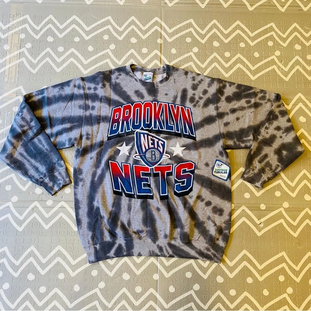 Vintage 47 brand Brooklyn nets tie dye sweater sweatshirt